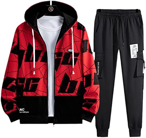 Man TrackSuits 2 komadiće dukserice Twitpants kardigan džemper s kapuljačom set Student casual sportska odjeća 0838 Red 737 White s