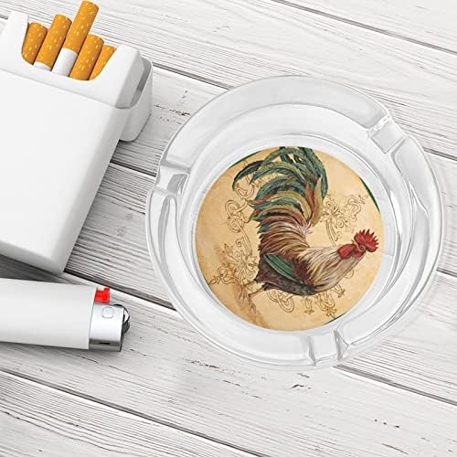 Decoupage Print Rooster Cigarete staklene pepeljare okrugli držač za pušenje pepela za pepeo za kućni hotel stol gornji ukras