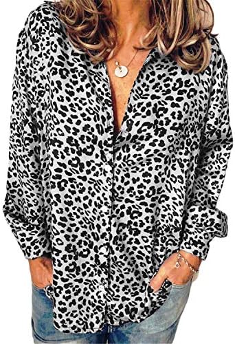 Adongnywell Women's v Neck Chifon Bluus vrhovi su leopard majice dugih rukava majice za dame