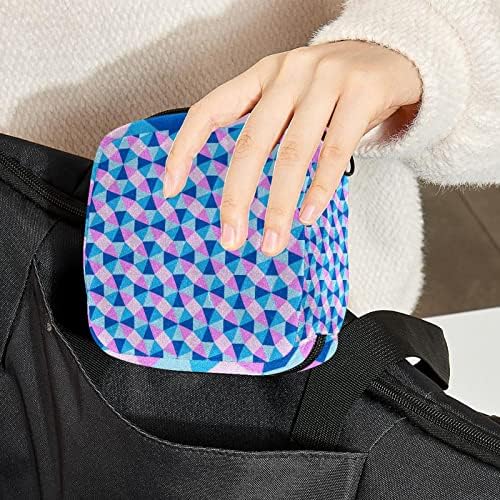 Plava ružičasta pastelna geometrijska optička pozadinska vrećica, prijenosna torba za skladištenje tampona za sanitarne salvete, držač