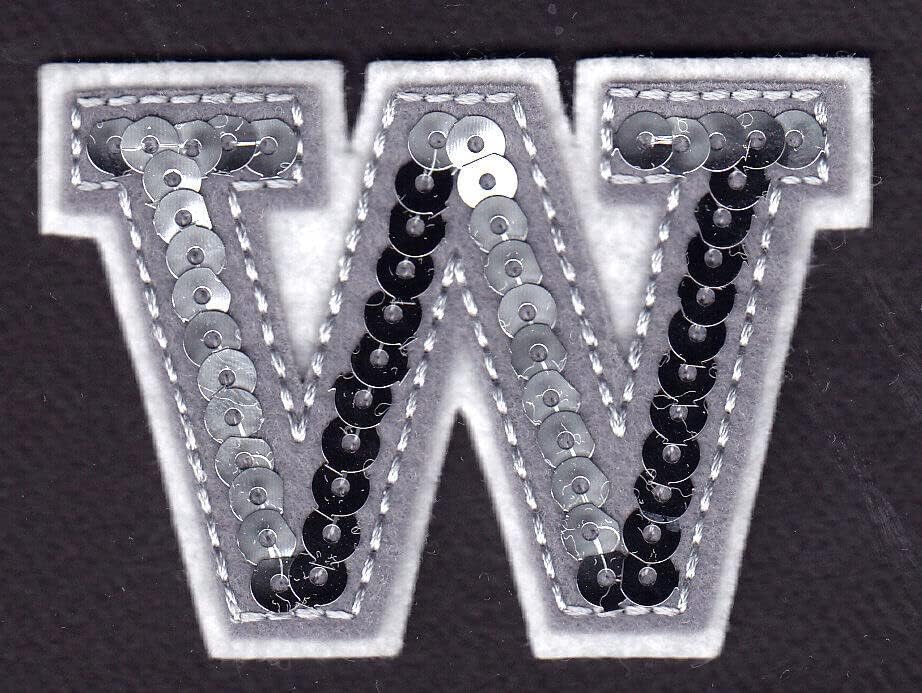 Slova - srebrni šljokica 2 slovo w - željezo na izvezenom Appliqueu