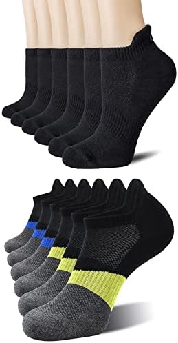 CS CELERSPORT 12 parova gležnjača s čarapama za trčanje Atletski jastuk Sport s niskim izrezanim čarapama ， crne*6+plavo-žuto*6, X-LARGE