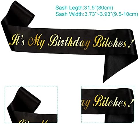 Haprty rođendanski sash, crno to je moje rođendanske kučke, sash za djevojčicu slatka 16, 18. 21. 25. ili žene 30. 40. 50. rođendana