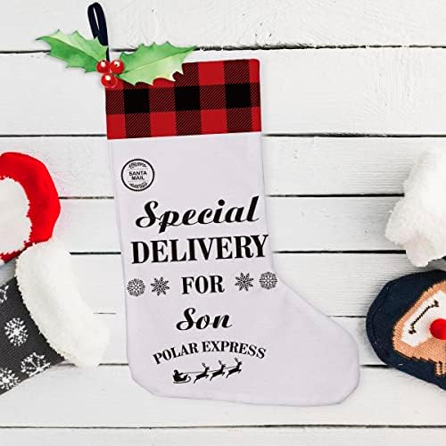 Golsoo sin Burlap božićna čarapa Posebna dostava za sina božićne viseće čarape pokloni za kućni kamin ukras