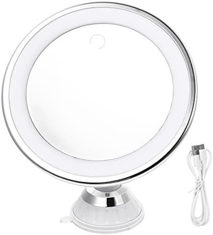 Kozmetičko ogledalo s LED lampom, trobojno ogledalo s 10 puta većim povećanjem, Kozmetičko ogledalo za šminkanje s kontrolama na dodir,