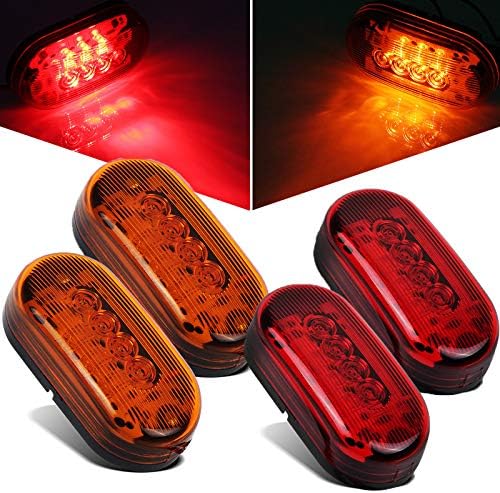 2 jantarna + 2 crvena 12o 4 do 2 ovalna LED bočna svjetla kamiona za površinsko montiranje 10 dioda, zapečaćena LED svjetla za prikolicu