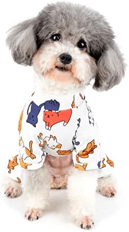 Zunea Mala psa pidžama meka pamučna odjeća za štene Slatke životinje tiskane spavanje nosi 4-nogu pidžama kombinezon lagani pulover