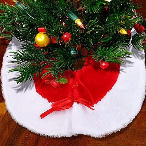 Uratot 15 Mini suknja božićnog drvca Bijela i crvena božićno drvce plišana suknja za ukras božićnog drvca
