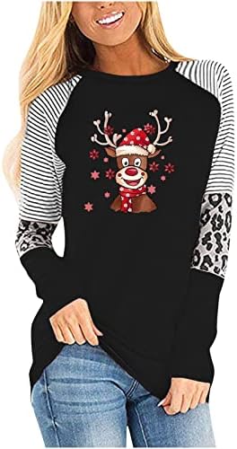 Radne košulje za žene posade košulje jelena uzorka sveukupno moderni atletski dugi božićni džemperi za žene