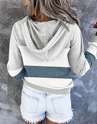 Etcyy ženska boja u boji Zip Up Hoodie dukvica dugih rukava Kauzalna kauzalna jakna s džepovima s džepovima
