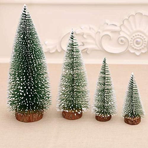 Junhe Mini božićno drvce, radna površina minijaturno borovo stablo, malo borovo stablo s drvenim bazama i LED Fairy String Light za