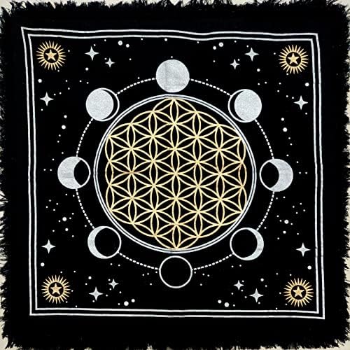 Oltarna Tkanina faze Mjeseca, Sunca, zvijezda čarobnjaštvo mijenja raširenu gornju tkaninu Vikkanski kvadrat duhovne Tarot karte stolnjak