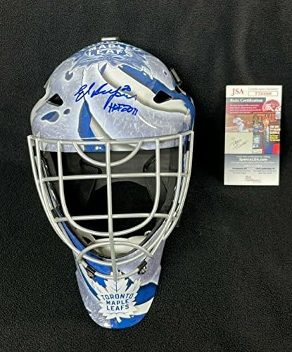 Ed Belfour potpisao je golmansku masku u punoj veličini Toronto Maple Leafs s natpisom NHL kacige i maske s autogramima