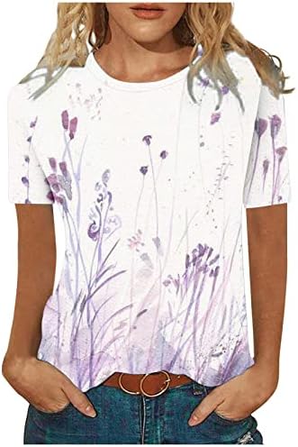 Djevojke majice kratkih rukava majice Crewneck Spandex slikanje tinte slika cvjetna grafička jesen ljetne majice 2023 Odjeća C2