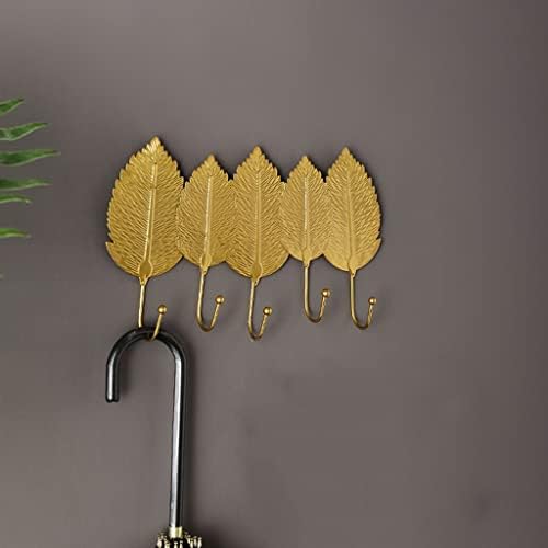 XDCHLK Zlatni oblik lišća nordijski stil kovanog željeza Zida vješalica za viseće stalak za odlaganje za odjeću Organizacija kuće