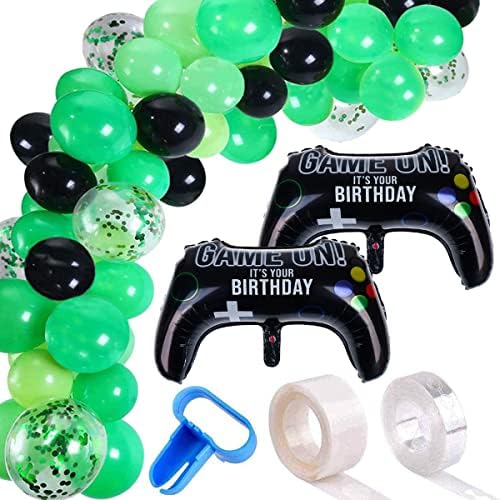 115 komada Video Game Party Baloon Arch Garland Kit - Crni zeleni konfeti baloni dekor, traka od balona od 16 ft balona, ​​1pc alat