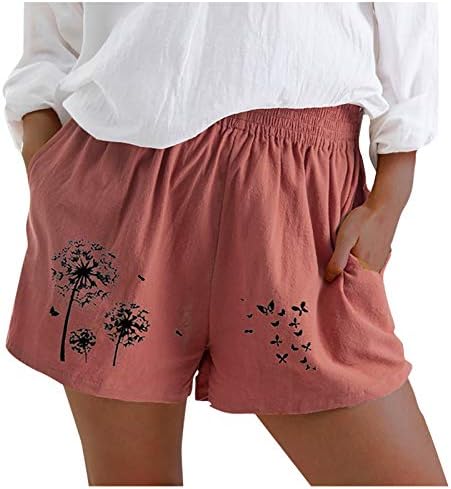 Honprad ženske kratke hlače za ljetne haljine plus size print labave casual kratke hlače hlače elastični struk pamuk moda