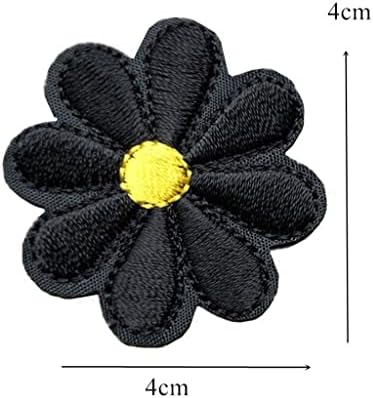 TJLSS 10pcs vezeno šivanje željezo na flasterima crne cvjetove značke tratinčice 4 cm za torbe traperice šešir majica Diy Appliques