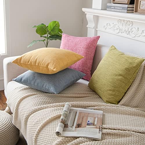 Neelvin Pack od 4, platneni jastuci za bacanje čvrstih boja pokriva jastučni jastuk za jastuk za kauč za kauč, 24x24 inča