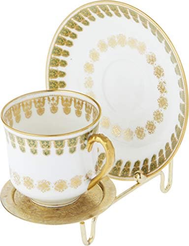 Bardov ukrašeni sjajni zlatno ton čaša i tanjur, 3 h x 2,75 w x 4 d, pakiranje od 6