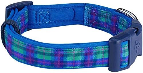 18-26&34 podesiva ogrlica za pse, mekani i udobni plavi Tartan škotski ovratnik s dizajnerskom podstavom;