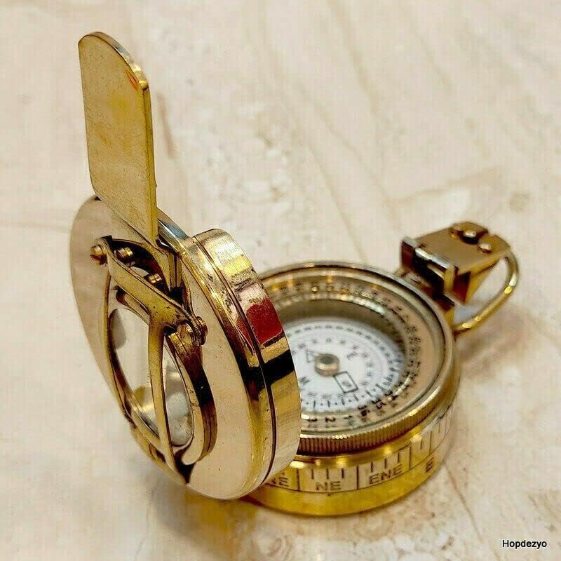 Vintage Design Vojni kompas Nautički mesing džepni kompas 3 , Antique, Maritime Brown, ručno izrađen, kompas s futrolom