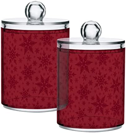 Alaza 2 Pack Qtip držač za dodjelu božićni crveni snježni uzorak Organizator kupaonice za pamučne kuglice/brise/jastučiće/flos, plastične