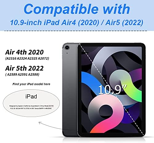 Kenke futrola za iPad Air 5. generacija / iPad Air 4. generacija 10,9 inča s držačem olovke, podrška Touch ID -u, Smart Stand Soft
