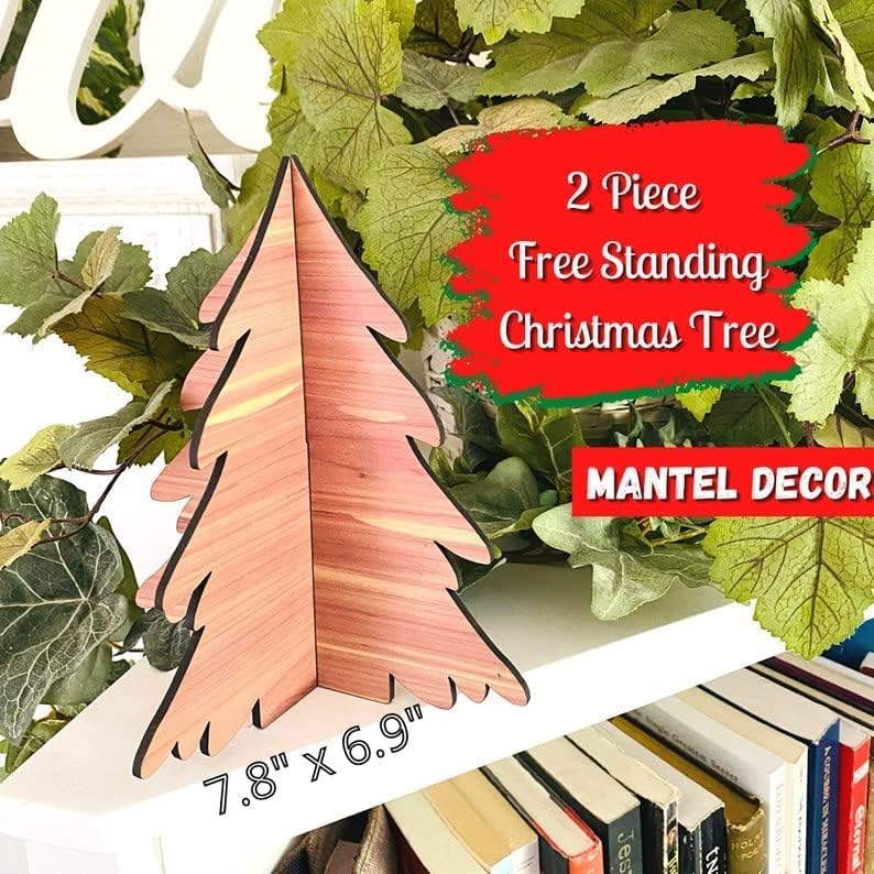 Božićno drvce | 2 komada proreza | Mantel božićni dekor | Drveni dekor doma | Ukrasi za božićno drvce | Odmor dekor | Slobodno stajanje