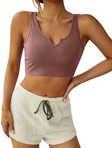 Ženski v vrat Crod gornji rebrasti pleteni tenk Shirt Shirt Yoga Osnovni ljetni vrhovi bez rukava bez rukava