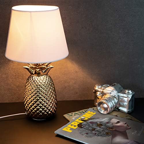 Navaris Gold Ananas stol Svjetiljka - 15,75 h Moderno tropsko dekor svjetlo s keramičkom bazom za spavaću sobu, dnevni boravak, stolovi