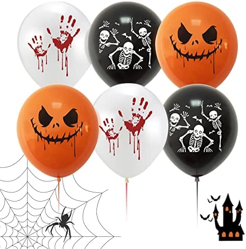 24pcs set za haloween baloni set, 12 inčni crni narančasti bijeli baloni sretni halloween duh lateks baloni za halloween dekoracija