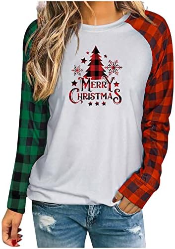 Sretne božićne košulje za žene vrhunski dukserice dugih rukava Smiješna majica za božićno drvce
