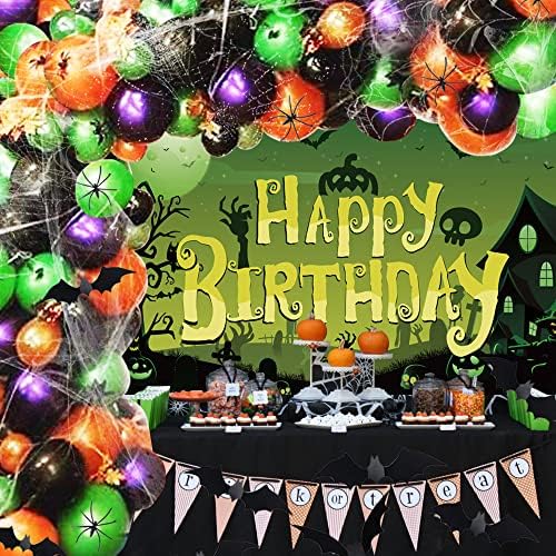 Ukrasi za zabavu za Halloween, zabava za zabavu, pozadina za rođendana za rođendan zelena ljubičasta balona Garland Arch komplet Konfetti