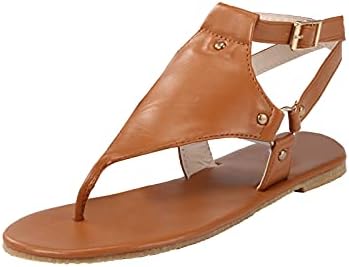 Sandale Žene okrenute flop luku, ženske otvorene noge rimske sandale ravne gladijatorske sandale straga za patentni zatvarač cipele