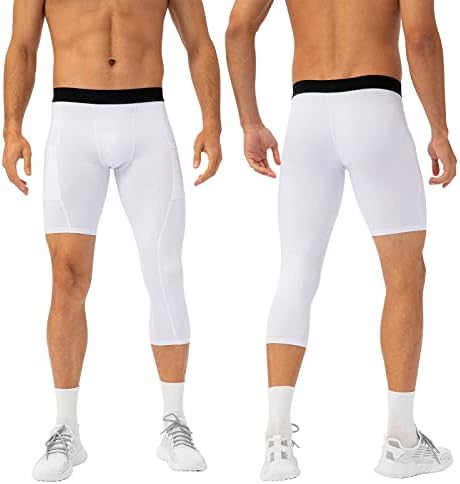 Muške Tajice s jednom nogom, 3/4 kompresijske hlače, sportsko donje rublje s osnovnim slojem, aktivne tajice za košarku i trčanje