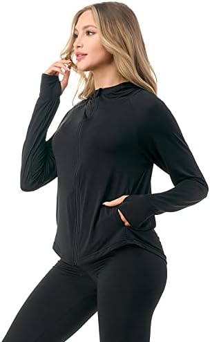 Petalroz ženska jakna za zaštitu od sunca u UPF 50+ puni zip dugi rukav uv košulja s rupama palca planinarenje na otvorenom