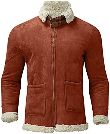 Muška zimska teretna jakna Vintage okretni ovratnik Čvrsta imitacija kožna fleke obložena zadebljana vojna bluza