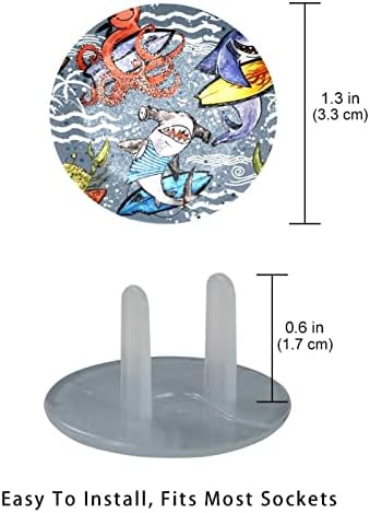 Električni izlaz pokriva 12 pakiranja, plastični utikači pokrivaju zaštitni kape za zaštitu utičnice - Slatki morski psi Octopus Crab