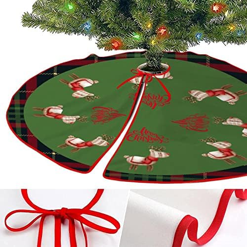Mat za božićno drvce 30 x30 bivola karirana crvena i zelena suknja suknja i rukavice snježne pahuljice pokloni vintage drveće suknje