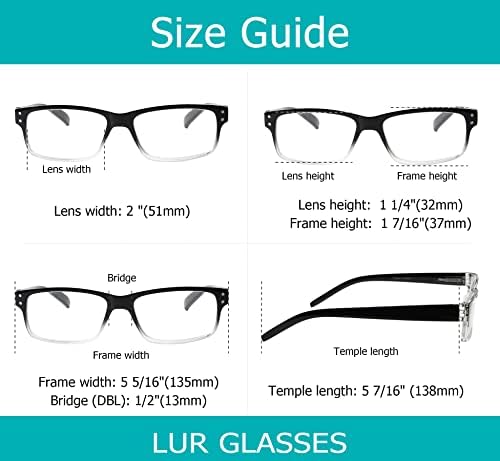 Lur 6 pakira klasične naočale za čitanje + 3 pakiranja na pola obrisa na čaše za čitanje