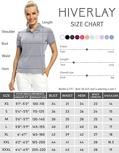 Hiverlay žene golf košulje polo majice za žene upf 50+ lagane brzo sušene teniske teniske košulje rade vrhovi