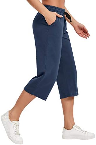 SpecialMagic Women Capri hlače labave joga pamuk kapris trenerke 3 džepa široke noge za noge pidžame hlače