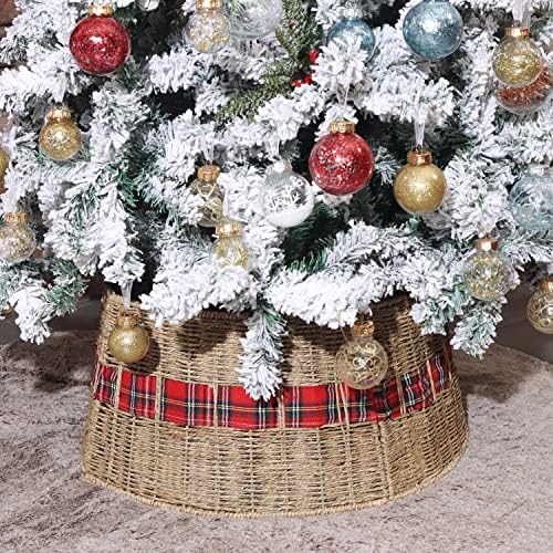 Blisun rattan božićno drvce, prsten za božićno drvce na seoskoj kući, prirodno tkano rustikalno božićno drvce suknja za umjetna božićna