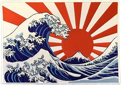 Japan Uvoz Wappen-ya Dongri Veliki val Japan Hokusai vezeni zakrpa željezo na šivanju na zakrpama značka S0010
