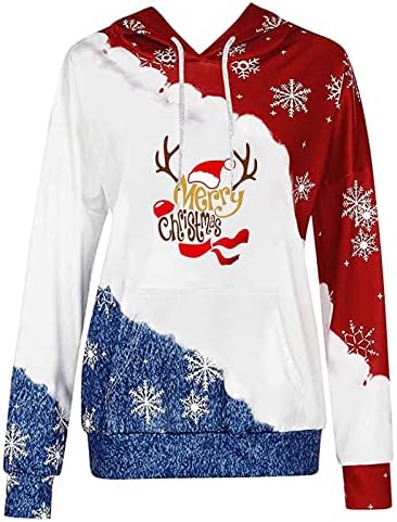 Gatxvg 2022 božićno drvce za tisak kapuljača vrh, ženski patchwork s kapuljača s kapuljačom božićne dukserice pulover majice