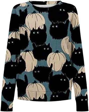 Ženski festival Halloween Top Fall Zima dugi rukav 2023 Posada džemper grafički labav majica za lady FM
