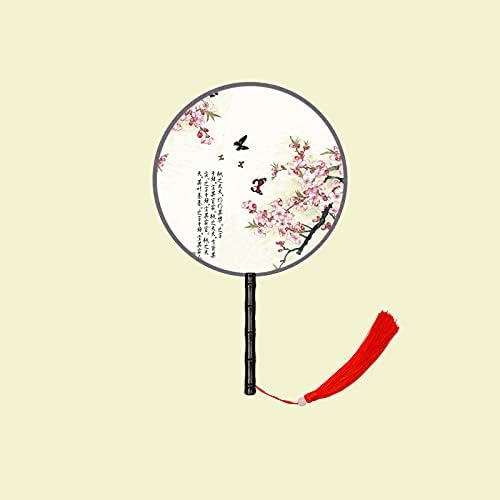 Fan dvostruko tijesto navijač kineski stil dugački ručicu hanfu hanfu cheongsam ples fan okrugli ventilator ， prozirni svileni obožavatelj,