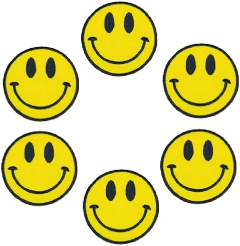 Xomise puno 6 PC -a okrugli žuti osmijeh lice velikih očiju retro hippie diy željezo na izvezenim flasterima