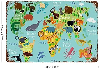 Životinjska karta svijeta metalne retro zidne slike viseće slike sve print plak poster željezni tanjur umjetnost ukrasna moda
